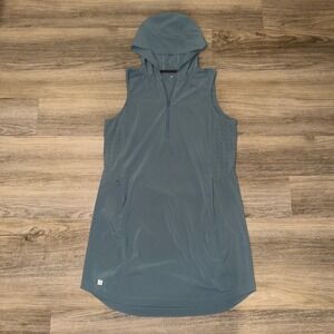 Title Nine Hooded Athletic Dress Blue Green Sleeveless Zip Active Women's 12